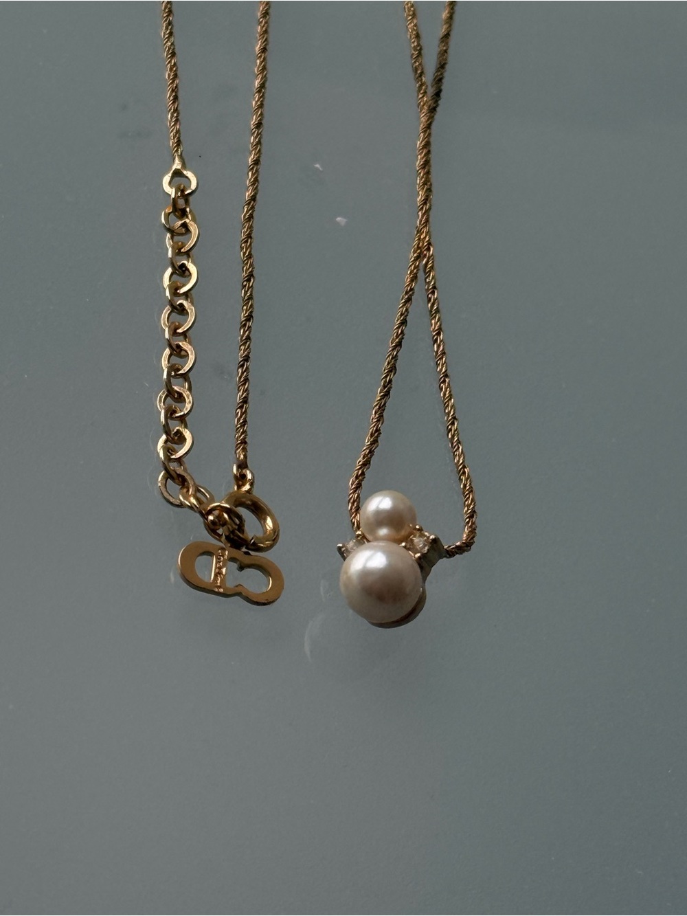 Dior Gold Pearl Pendant Necklace